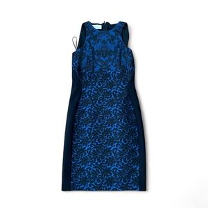 EUC Stella McCartney Blue Floral Patterned Wool Dress Sz 40 Made in Italy